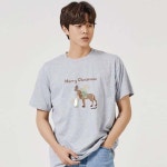 키밍 곰 토끼 성탄절 그래픽 캐쥬얼 반팔티