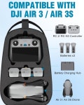 PEKRUWS Air 3S 케이스 DJI 3와 호환되는 휴대용 드론 가방 RC 2용 여행용 백팩 N3 N2 리모컨 더 많은 콤보 액세서리를 위한 튼튼한 방수 2