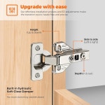 JOY DECO 전체 오버레이 2쌍 4팩 숨겨진 주방 캐비닛 힌지 105도 소프트 클로즈 조절 가능한 도어 얼굴 프레임 캐비닛용 2