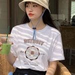 여성 여름 티셔츠 기본 레터링 프린팅 면 반팔 흰 티