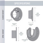 와이드콜 헤비 듀티 스테인리스 스틸 옷장 폴 소켓 로드 엔드 지지대 매트 5세트 Chrome 1