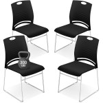 Suzile 4팩 스태커블 대기실 의자 회의실 사무실 접견 테이블 로비 병원 웨딩 호텔 을 위한 썰매 베이스가 교회 손님용 플라스틱 쌓기 4