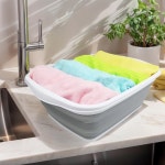 SAMMART 10L 2 6갤런 접이식 욕조 - 접시 휴대용 세척대 공간 절약 플라스틱 1 1 Bluish-green