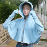 자외선차단크롭후드집업냉감바람막이점퍼블루