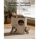 실내 고양이를 위한 다우니포스 고양이 집 2층 접이식 침대 동굴 펠트 터널 콘도 멀티캣을 캐슬 키튼 큐브 은신처 스크래치 방지 크림... 