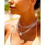 여성용 MJartoria 레이어드 목걸이 트렌디 레트로 코인 펜던트 보석 생일 선물용 Dainy Chunky 체인 초커