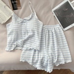 홈웨어 캡내장 스트라이프 파자마 세트 DHH-S19