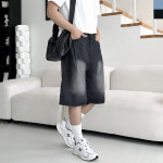 피턴진 1 1 HSSM 5102 남자 앞핀턱 뒷밴딩 버뮤다 데님 반바지