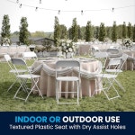 플래시 가구 헤라클레스 실내 외 헤비 듀티 플라스틱 접이식 의자 10개 세트 650파운드의 상업용 스태킹 의자 정적 중량 용량 흰색 Set... 