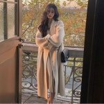 3컬러 여성 여자 추동 순색 루즈핏 오버핏 데일리 롱 모직 재킷 잠바 S