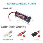 테너지 7 2V RC 배터리 팩 3000mAh 대용량 6셀 NiMH 플랫 팩 표준 타미야 커넥터 7 범용 충전기 RC 차량용 NiMH NiCd 2V-12V