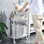 이동식 욕실 코너 수납 수납함 선반 빨래바구니 빨래 1 2단 삼각 라이트 밑단 스타