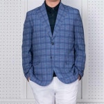 중년 남성 봄 여름 타공 글렌 체크 신사 콤비 자켓 7003 105
