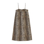 GANNI 레오파드 프린트 코튼 미디 드레스 원피스 F9354