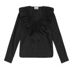 GANNI 레이스업 포플린 블라우스 러플 F9059