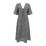 GANNI 체크 패턴 브이넥 원피스 F9308