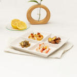 메종오브제 윤도자기 순백 화이트 도자기 4절 나눔접시 1개