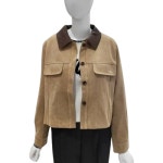 올리브데올리브 가죽 카라배색 스웨이드 자켓 YW5SM105