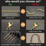 리얼 도금 로프 체인 1 2 스테인리스 스틸 트위스트 목걸이 남성용 16 36