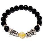 쌍 비휴 천연옵시디언 금침수정 흑요석 소원팔찌 2L 19 20 1개