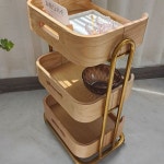 나무 트롤리 미용실 서빙 웨건 왜건 카트 우드 원목 빈티지 살롱 거실 테이블 원목트롤리