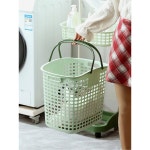 세탁 바스켓 2단 빨래 일본제 대용량 바구니 세탁실 슬림 캐스터 왜건