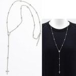 르콜리에 십자가 미니볼Y 롱 목걸이 H-077