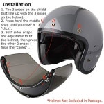 첸 유에 3-스냅 오픈 페이스 모터사이클 헬멧 플립 업 바이저 윈드 쉴드 렌즈 연기 Clear