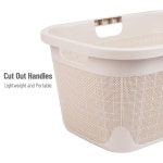 마인드 리더 40L 세탁 바구니 린넨 디자인 의류 손잡이가 플라스틱 보관함