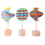 캔디 우드 나무 헬리콥터 마술 지팡이 장난감 롤리팝 힐링무지개 나뭇잎장식 1개 A0844C
