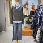 시슬리 울코튼 셔츠 배색 니트 SAKPC3561