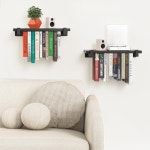 NANATI 2 플로팅 책장 세트 소나무 눈에 보이지 않는 벽걸이 독특한 공간 절약형 벽 책장 16 5L 8 7W 1 5H 2 Set Pine Wood