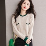 여성 가을가디건 진주버튼 니트가디건