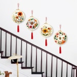 진칭 벌과 꽃 자수 키트 11 4x11 - 4피스 완전 크로스 스티치 세트 사전 인쇄 원단 실 후프 바늘 지침 DIY 공예 초보자 친화적 C0046