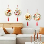 진칭 벌과 꽃 자수 키트 11 4x11 - 4피스 완전 크로스 스티치 세트 사전 인쇄 원단 실 후프 바늘 지침 DIY 공예 초보자 친화적 C0046