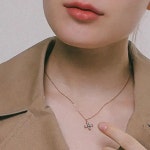 제이로렌 14K 터키석 로즈골드 크로스 하트 목걸이 G0290
