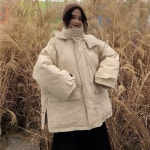 여성 가을 겨울 후드 도톰한 겹솜 코트 살구색 5kg FC4405