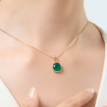 뷰띵 행운 볼륨 그린 오닉스 목걸이