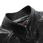 해피유통 남성 소가죽 재킷 슬림 스탠드 칼라 가죽 재킷 jhwj 170 88A 차이나카라-블랙-슬림핏