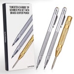 산도르 텅스텐 카바이드 팁 스크라이버 2팩 황동 자동 센터 펀치가 장착된 알루미늄 에칭 각인