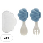 에디슨 에디슨 국산 미니 조개 자기주도 실리콘 수저세트 50세트 SET 스푼 포크 케이스