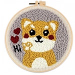 자수콕콕 강아지 자수 펀칭 세트 취미 니들 만들기 자수틀 펀치 손자수 공예 도안 아기 키트 콕콕 공예용