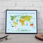 포스터나인 아이방 세계지도 그림 월드맵 포스터 벽 장식 유아 유치원 어린이집 인테리어 액자 A4흰색액자 02 세계지도 1개