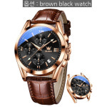 OLEVS Watch for Men Chronograph Leather Case Analog Quartz Fashion Busin WD-S-G2942-JW-BH