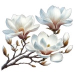 3 개의 라텔 우아한 목련 꽃 스티커 거실 침실 식당 주방 욕실 방수 데칼 5 G1104