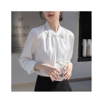 매장정품 스윗트리오피스룩 타이 셔링 블라우스 j0593