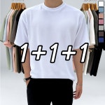 1 2 3장 세트 남녀공용 링클프리 무지 스판 오버핏 라운드 반팔 티셔츠 2234-3 2 6 소라 7 민트 2-3XL