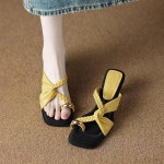 Skyciky 여성 여름 소프트레더 샌들 발가락 끼는 짜임 해변 슬리퍼 소프트 밑창 새로 나온 JY-218 250