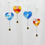 글라스아트 하트 썬캐쳐 도어벨 만들기 DIY 키트 유리공예 미술 수업 방과후 체험 솜씨키트 하트썬캐쳐-레드 미니가위