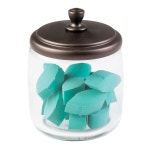 mDesign 소형 약국 정리함 용기 - 욕실용 강철 뚜껑이 유리 용기 화장실용 홀더 카운터 해밀 컬렉션 2팩 투명 청동 Clear Bronze